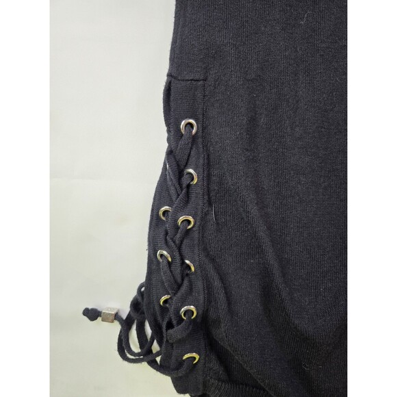 Michael Kors Women Black Medium Long Tunic Sweater With Lace Up Sides - Picture 9 of 9